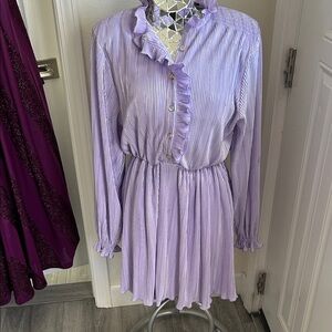 ROTATE Purple Ivy Pleated Mini Dress Ruffled